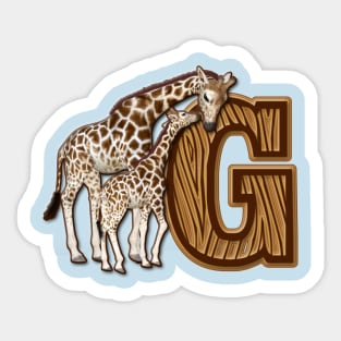 Mom and Baby Giraffe Monogram G Sticker